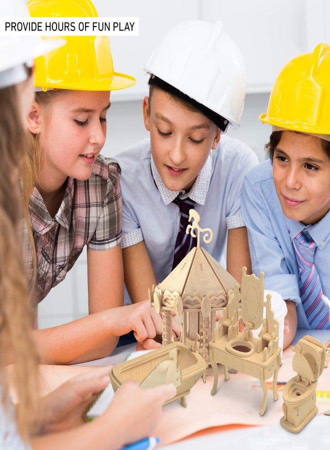 Puzzled 3D Wooden Bathroom Dollhouse Furniture Set Construction Kit - DIY Wooden Dollhouse Bathroom Puzzle Model Kit, Fun and Educational 3D Puzzle to Build and Paint - 44 Pieces Pack - Image 4